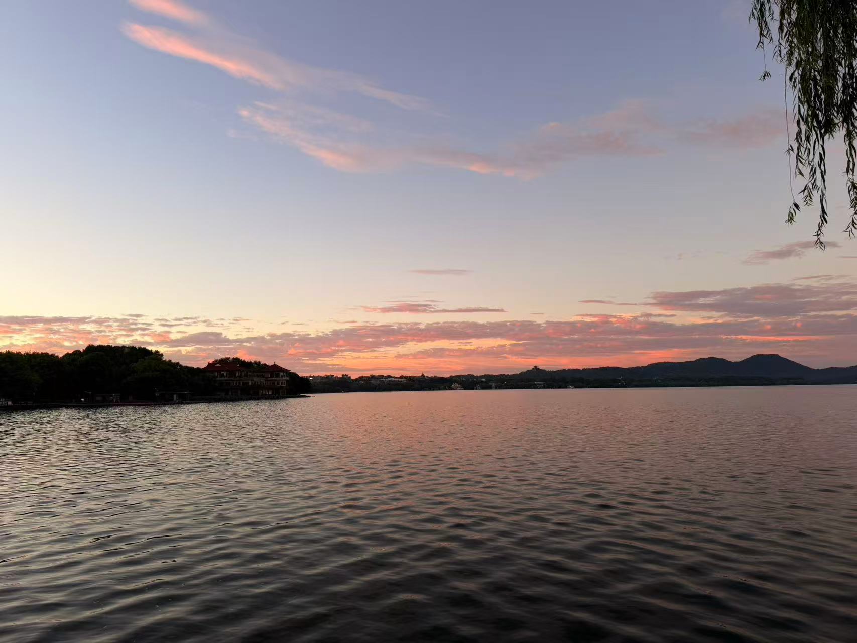Sunset over a lake