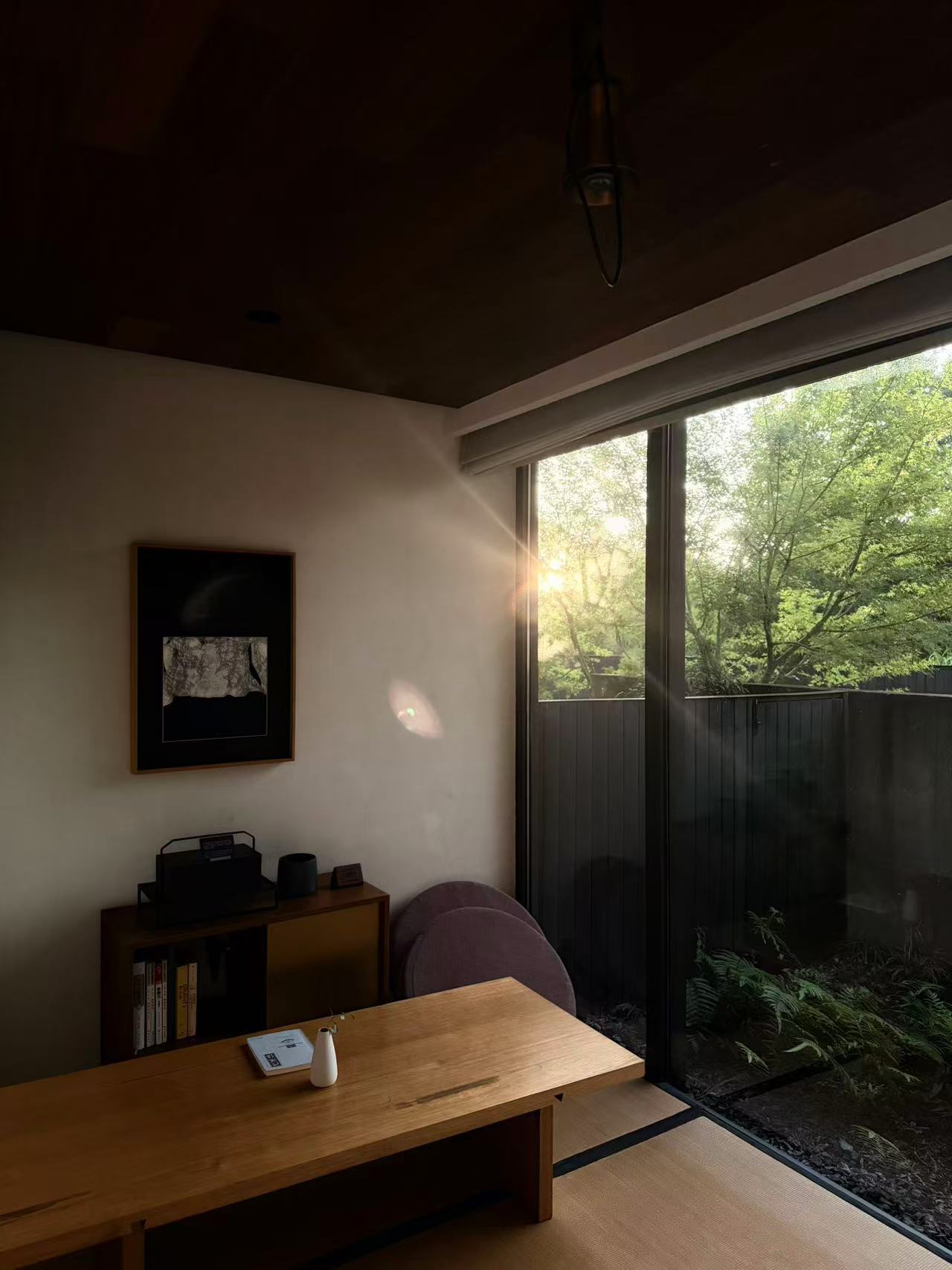 Warm interior with sunlight through a window